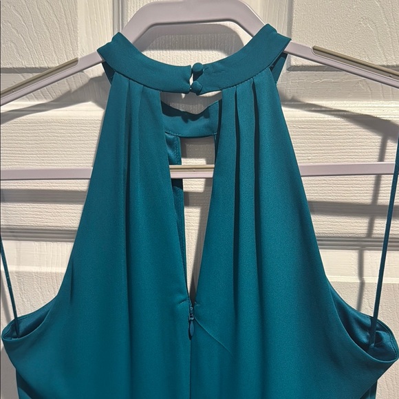 Blue backless halter sundress for cocktail - Picture 4 of 5